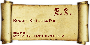 Roder Krisztofer névjegykártya